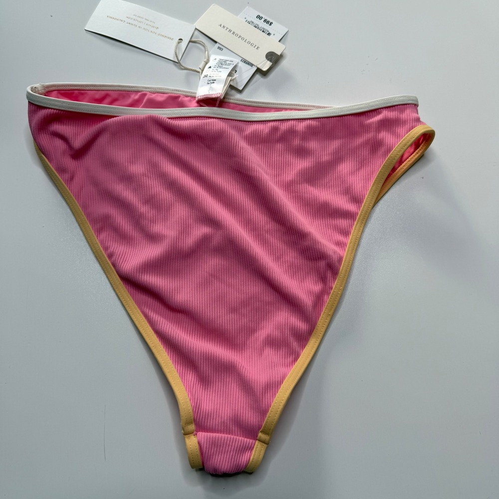 LSPACE L*Space Nora Bottom Bitsy Pink Ribbed High Leg Women's Size Medium New - Picture 4 of 9